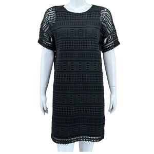 Vince Dress Womens 4 Black Lace Shift Corporate Goth LBD Party Cocktail Wedding